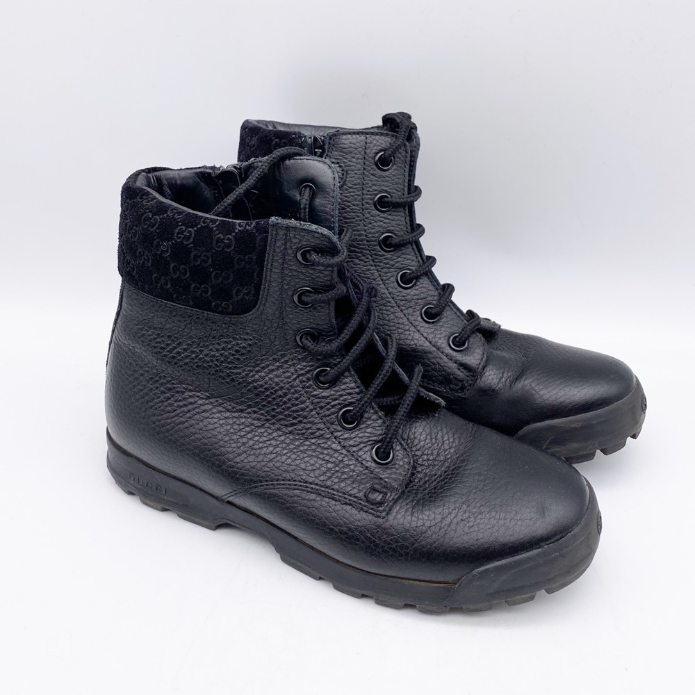 Gucci Kids Black Lace Up Boots Size 32
